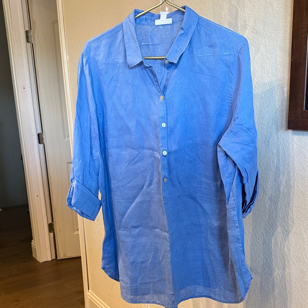 J. Jill Blue Linen Women's Tunic Top